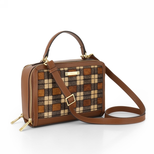 brown plaid bolsa