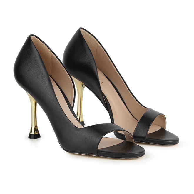 PEEP TOE COURO SAARA PRETO - 80100002